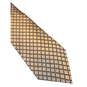 Zylos George Machado Mens Gold‎ Black Geometric Diamond 100% Silk Necktie Tie
